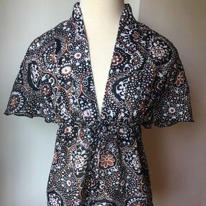 Trina Turk Cotton/Silk Flutter Sleeve Top